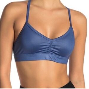 Alo Yoga Sunny Strappy Glossy Ruched Bra in Cobalt Blue